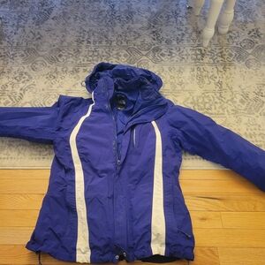 The North Face Blue and White Ski Jacket